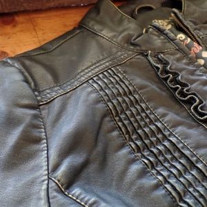 Big Chill Vintage Silver Faux Leather Jacket Coat